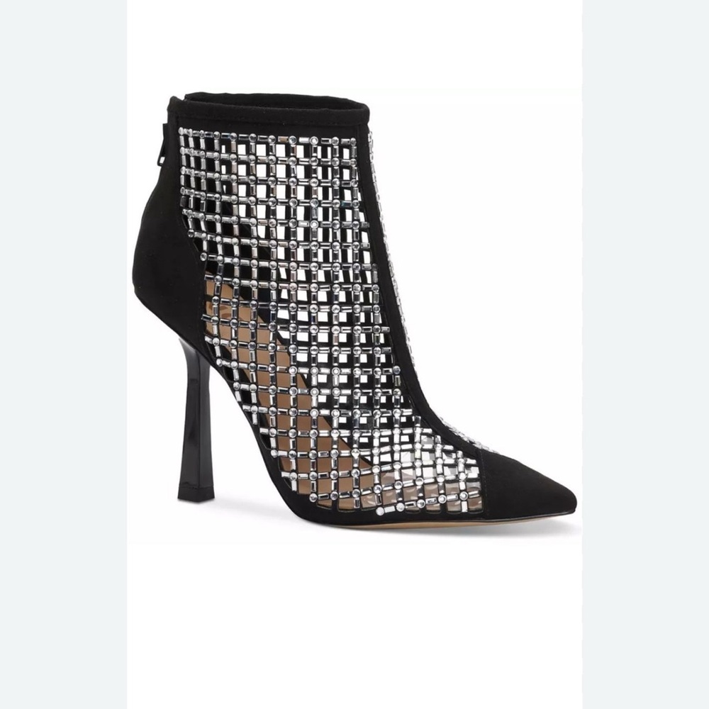 NWB INC Senalda Black Suede Rhinestones Boots